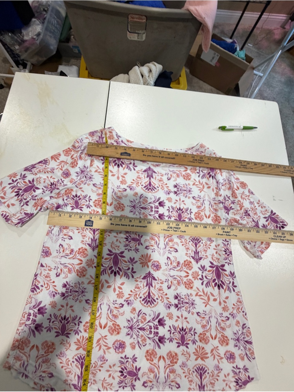 croft & barrow White Tee with Purple and Orange Floral Print